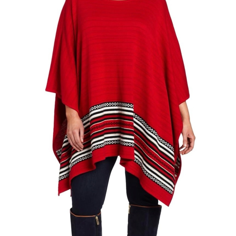 Jones New York Women's Plus-Size Boat Neck Poncho Sweater